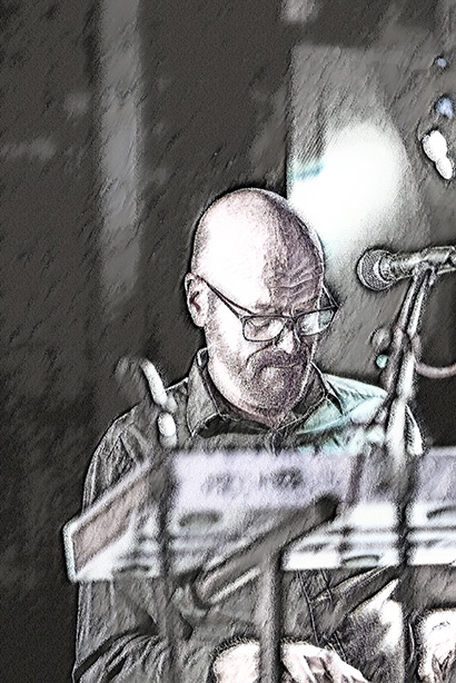 Sketch of David playing n The Beer Pigs