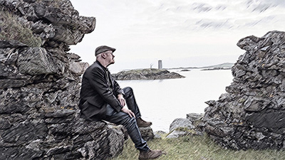 sketch of David looking thoughtful at the Cromwell Barracks in Inishbofin